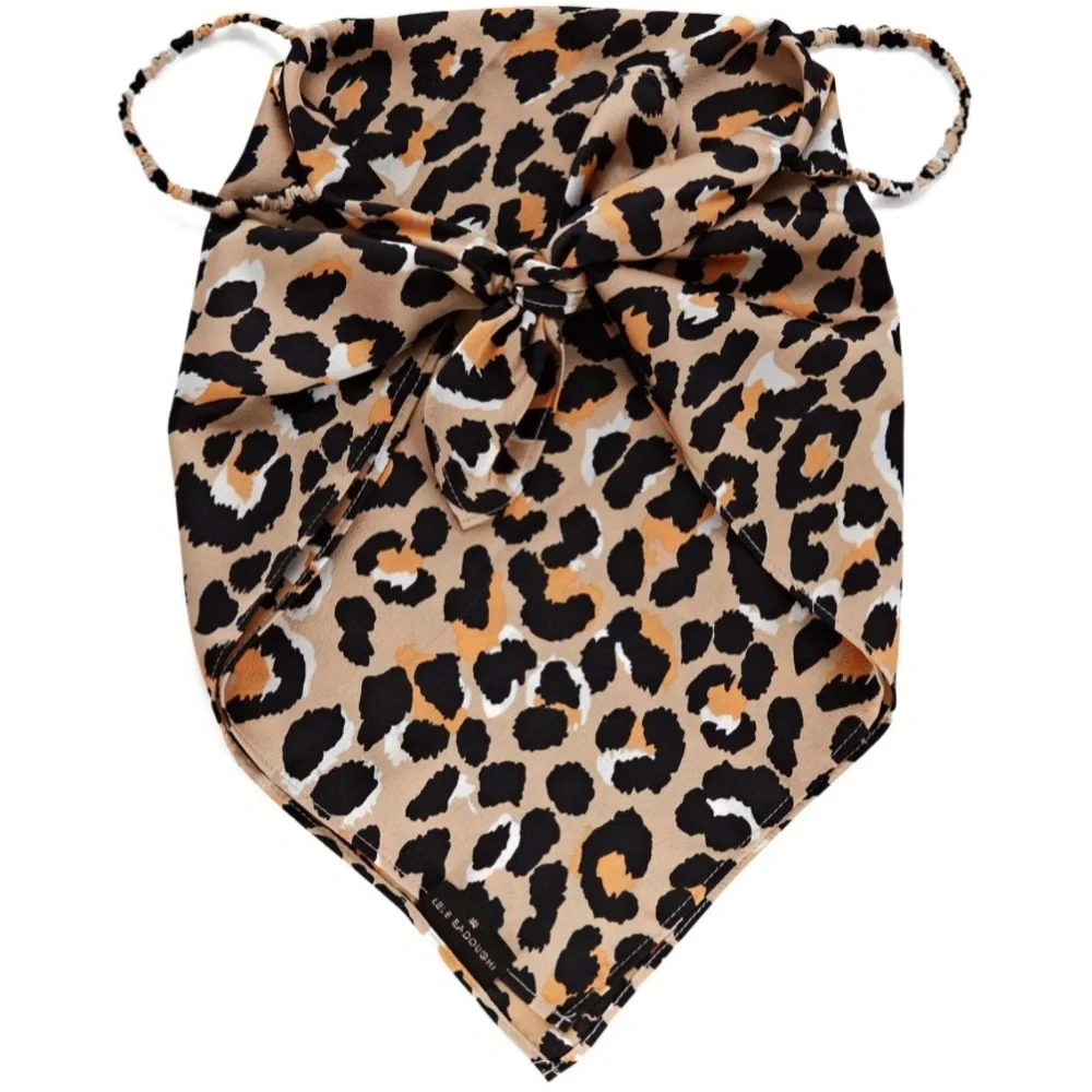 LELE SADOUGHI NWT AUTHENTIC LEOPARD POLY SILK BANDANA SCARF MASK